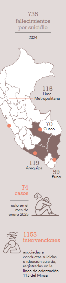 Gráfica sobre el suicidio en el Perú.